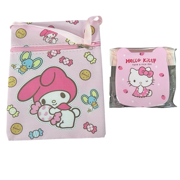 Hello Kitty & My Melody - Girls 4pc. Crossbody, Compact Comb Set, & Hair items - Picture 2 of 9